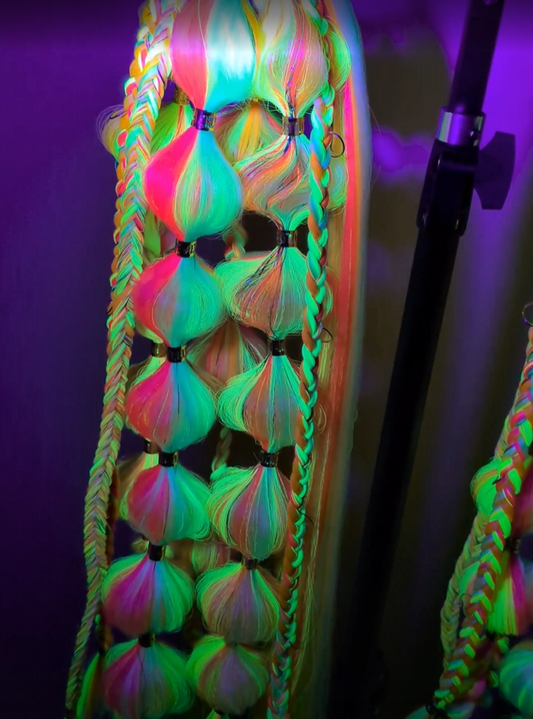 Neon Dreams (GLOW) - Ponytail Festival Rave Braids