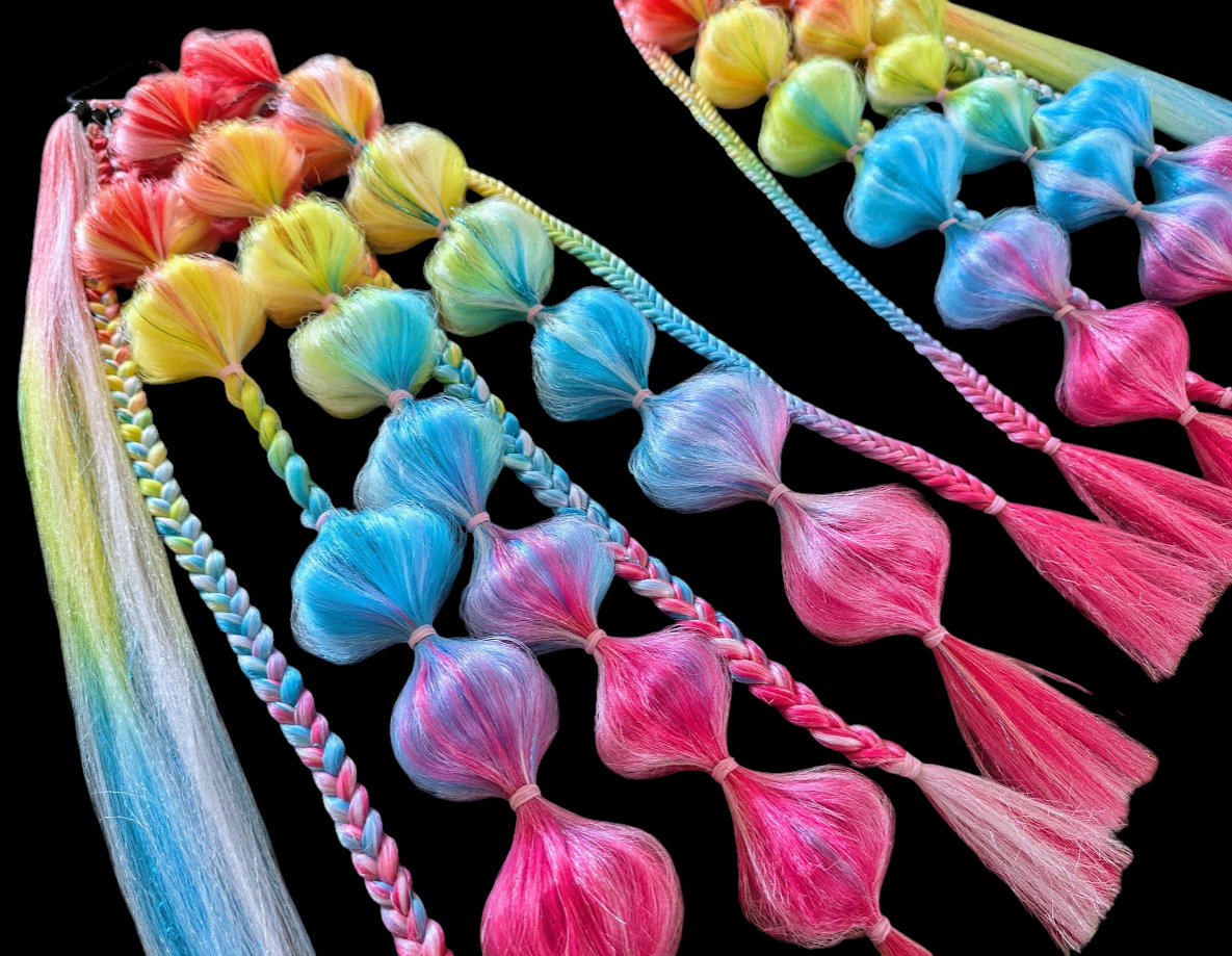 Trippy Rainbow (GLOW) - Ponytail Festival Rave Braids