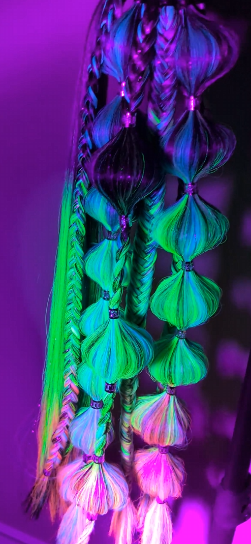 Acid Splash (GLOW) - Ponytail Festival Rave Braids