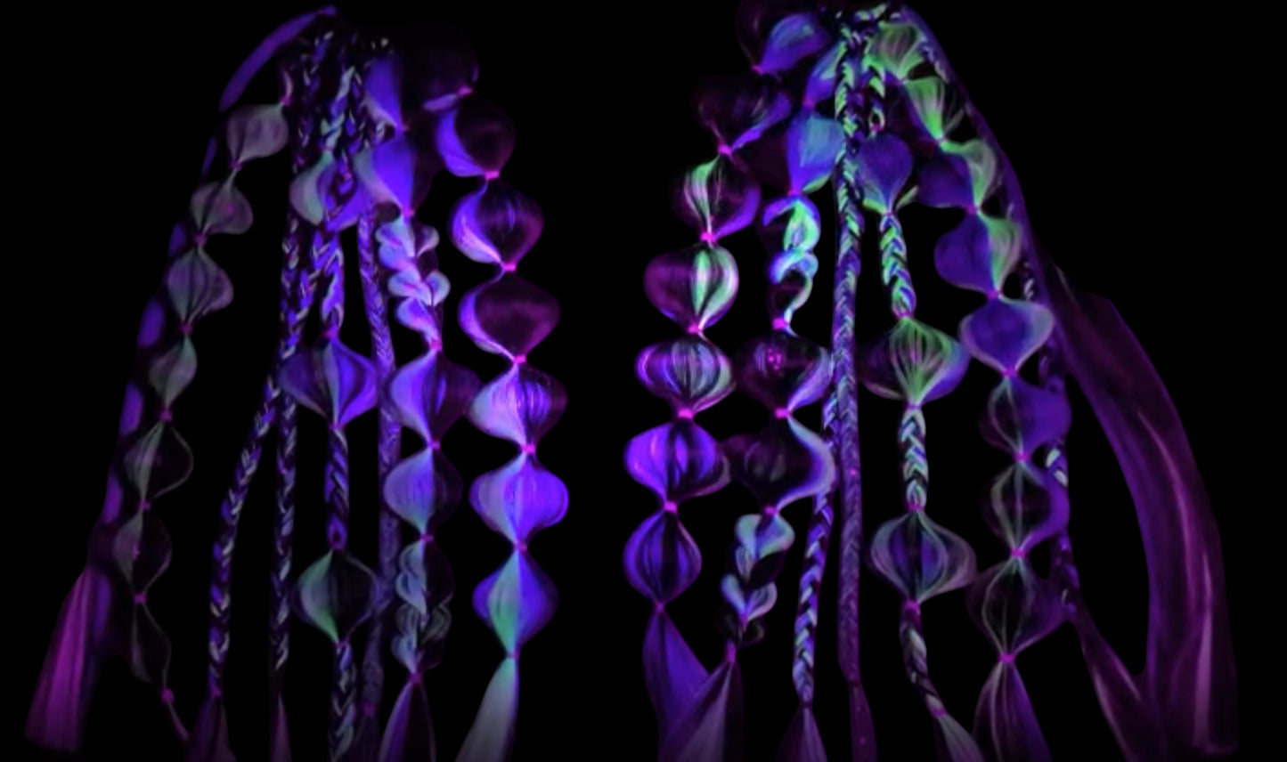 Bluejay (GLOW) - Ponytail Festival Rave Braids