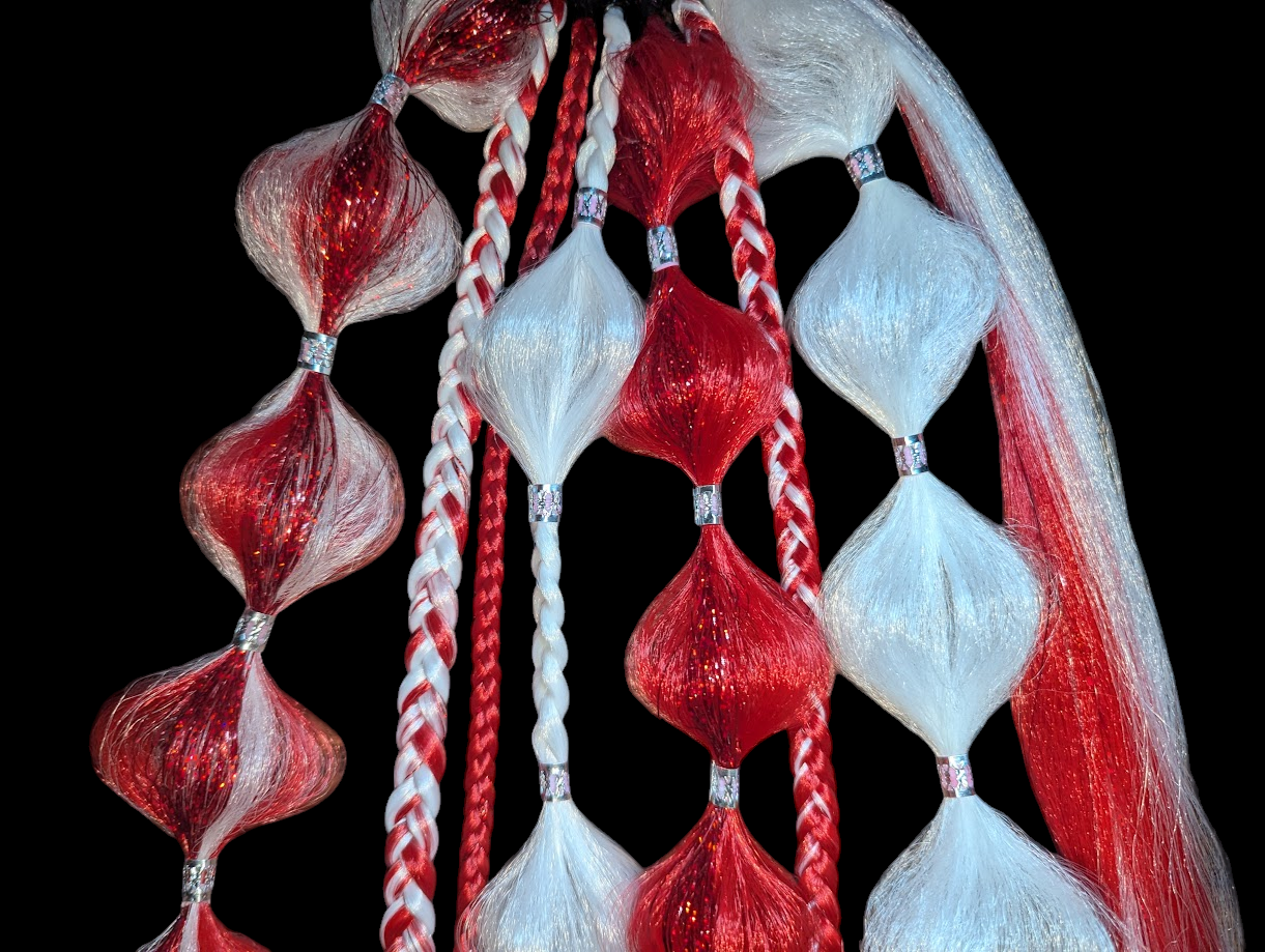 Candy Cane (GLOW) - Ponytail Festival Rave Braids