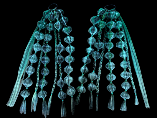 Emerald Forest (GLOW) - Ponytail Festival Rave Braids