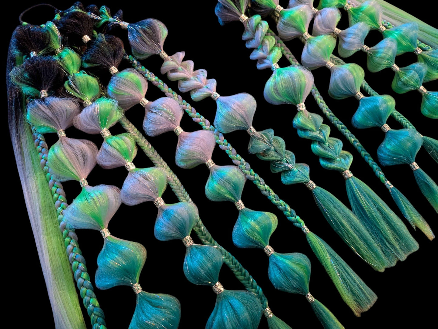 Green Nymph (GLOW) - Ponytail Festival Rave Braids