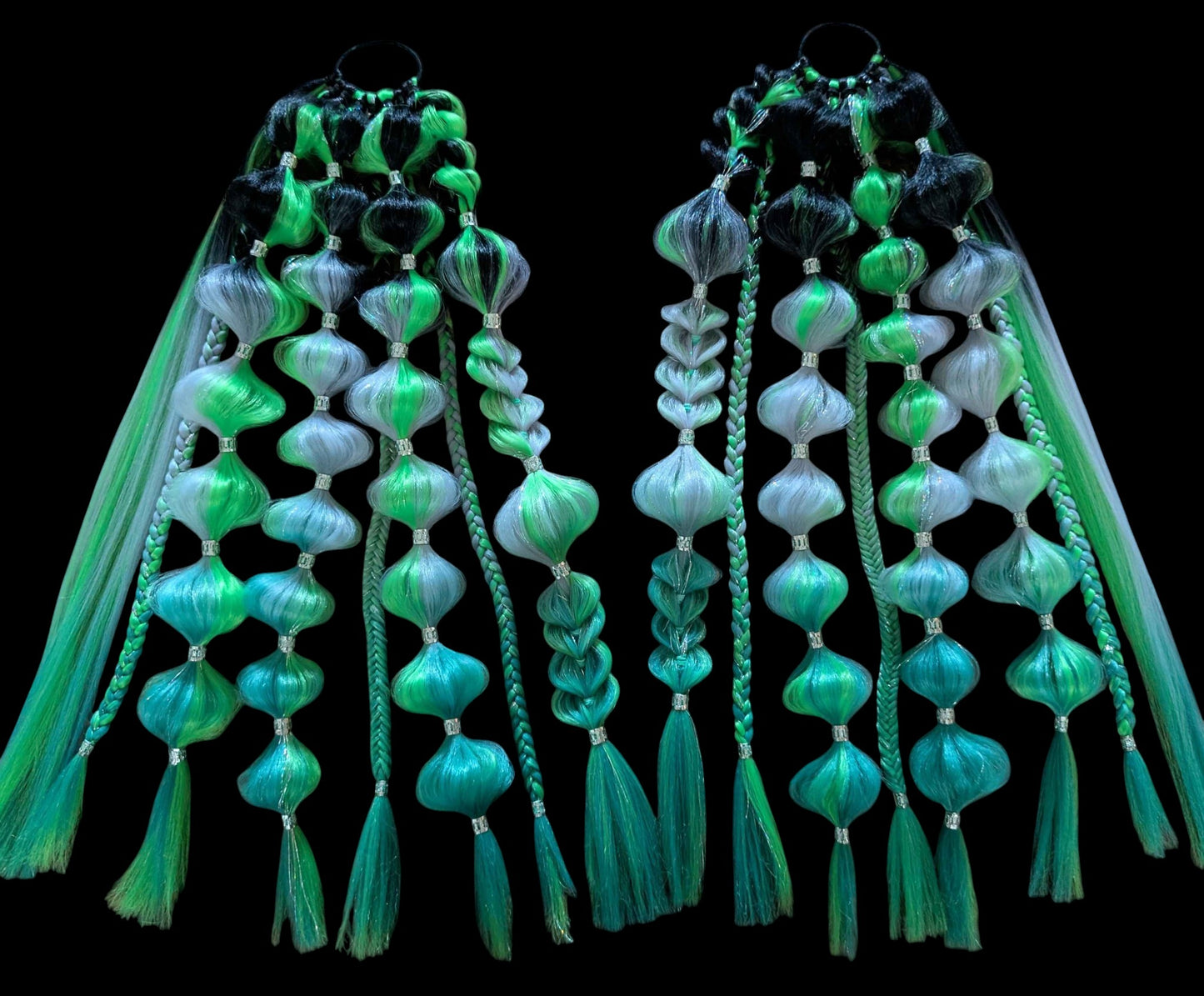 Green Nymph (GLOW) - Ponytail Festival Rave Braids