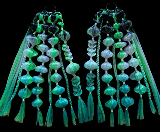 Green Nymph (GLOW) - Ponytail Festival Rave Braids