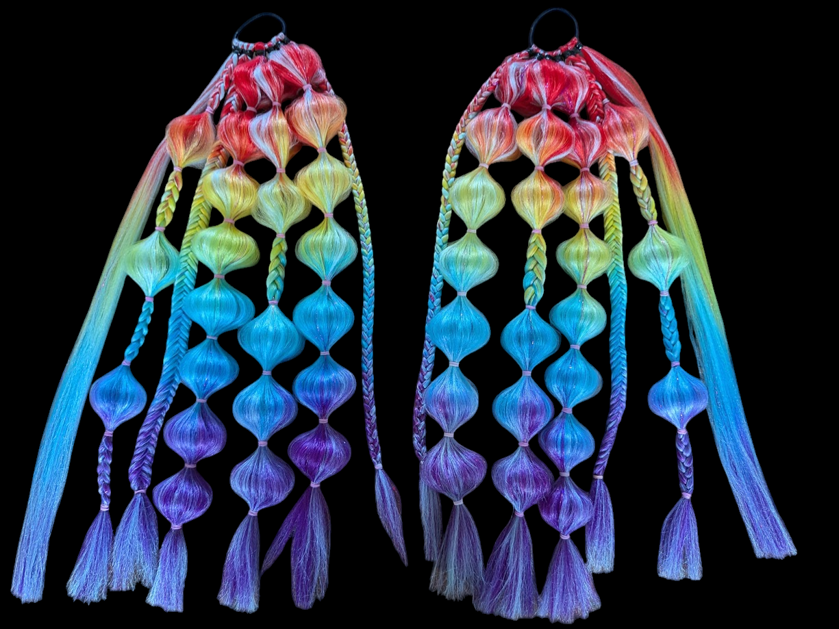 Rainbow Riot (GLOW) - Ponytail Festival Rave Braids