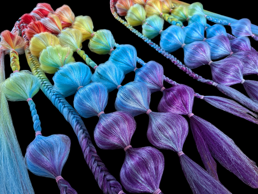Rainbow Riot (GLOW) - Ponytail Festival Rave Braids