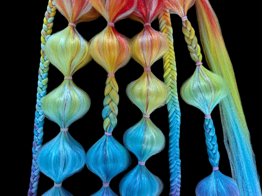 Rainbow Riot (GLOW) - Ponytail Festival Rave Braids