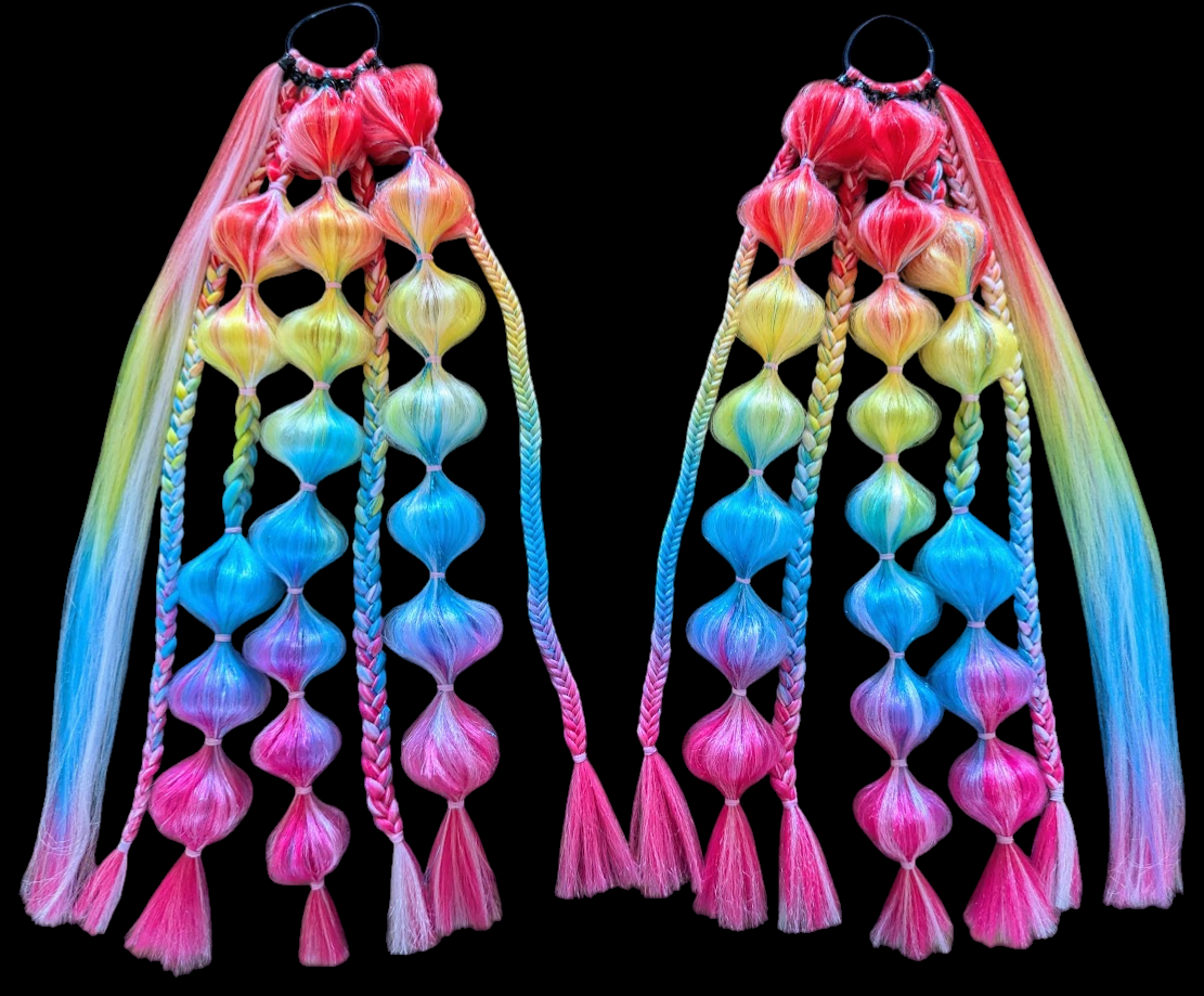 Trippy Rainbow (GLOW) - Ponytail Festival Rave Braids