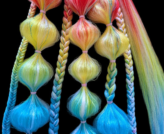 Trippy Rainbow (GLOW) - Ponytail Festival Rave Braids