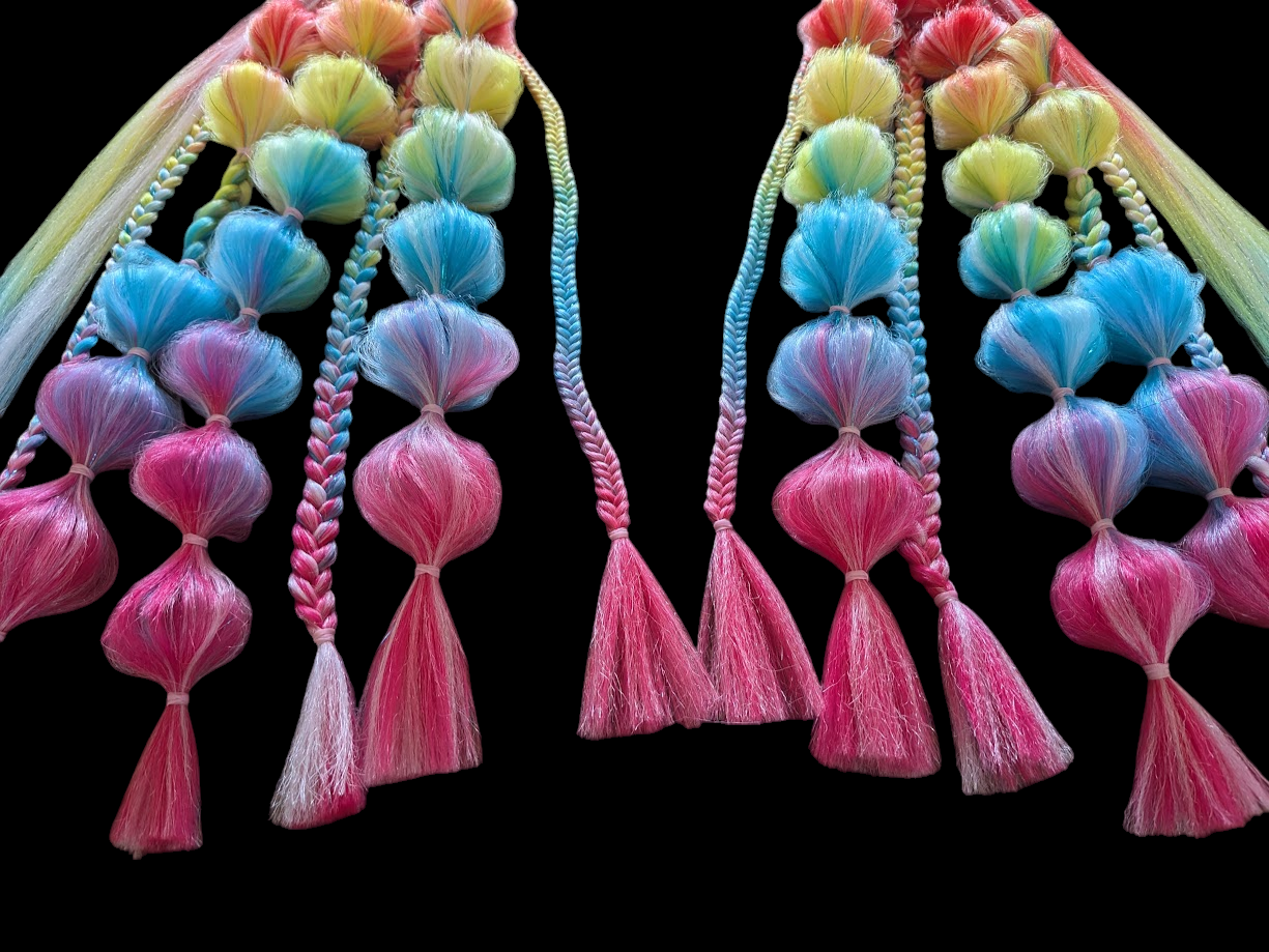 Trippy Rainbow (GLOW) - Ponytail Festival Rave Braids